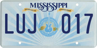 MS license plate LUJ017