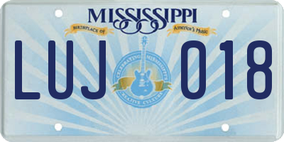 MS license plate LUJ018