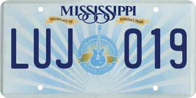 MS license plate LUJ019