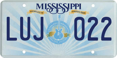 MS license plate LUJ022