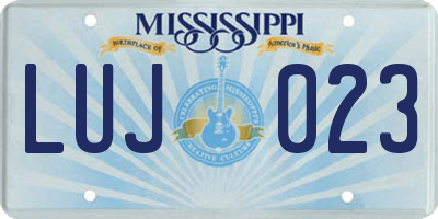 MS license plate LUJ023