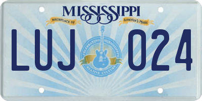 MS license plate LUJ024