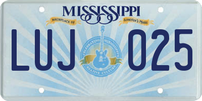 MS license plate LUJ025