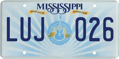 MS license plate LUJ026