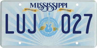 MS license plate LUJ027