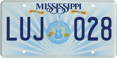 MS license plate LUJ028