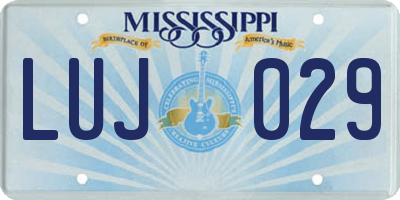 MS license plate LUJ029