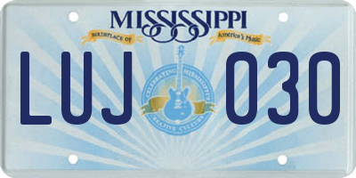 MS license plate LUJ030