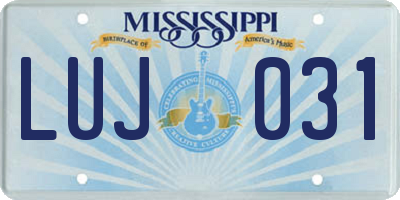 MS license plate LUJ031