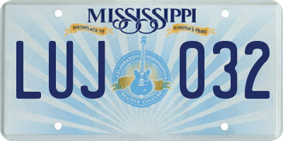MS license plate LUJ032