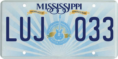MS license plate LUJ033