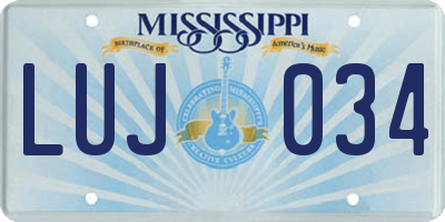 MS license plate LUJ034