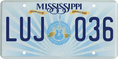 MS license plate LUJ036
