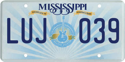 MS license plate LUJ039