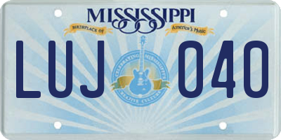 MS license plate LUJ040
