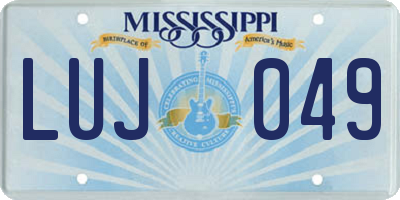 MS license plate LUJ049
