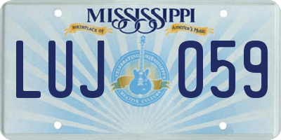 MS license plate LUJ059