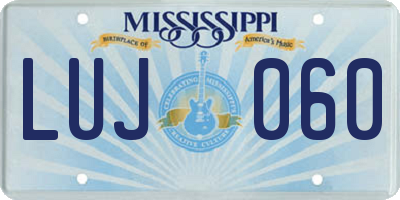 MS license plate LUJ060