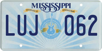 MS license plate LUJ062