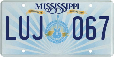 MS license plate LUJ067