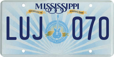 MS license plate LUJ070