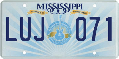 MS license plate LUJ071