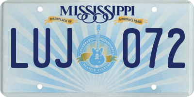 MS license plate LUJ072