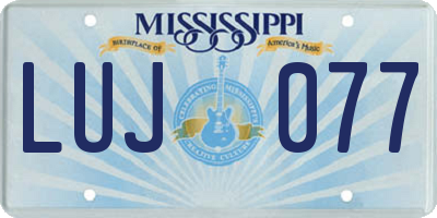 MS license plate LUJ077