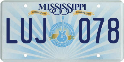 MS license plate LUJ078