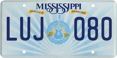 MS license plate LUJ080