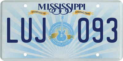 MS license plate LUJ093