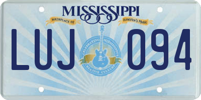 MS license plate LUJ094