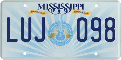 MS license plate LUJ098