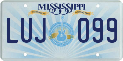 MS license plate LUJ099