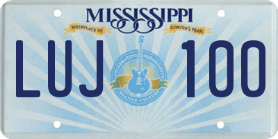 MS license plate LUJ100