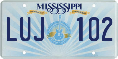 MS license plate LUJ102
