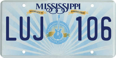 MS license plate LUJ106