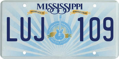 MS license plate LUJ109