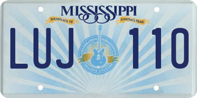 MS license plate LUJ110