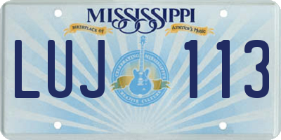 MS license plate LUJ113