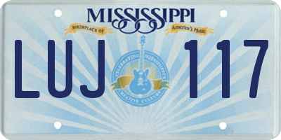 MS license plate LUJ117