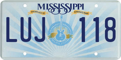 MS license plate LUJ118