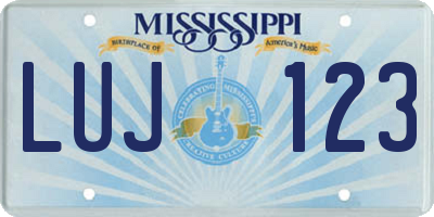 MS license plate LUJ123