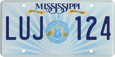 MS license plate LUJ124