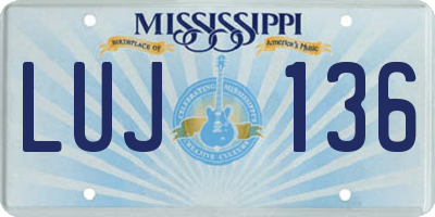 MS license plate LUJ136