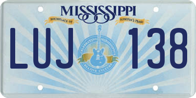 MS license plate LUJ138