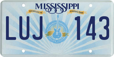 MS license plate LUJ143