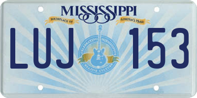 MS license plate LUJ153