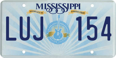 MS license plate LUJ154