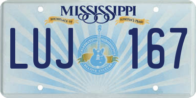 MS license plate LUJ167